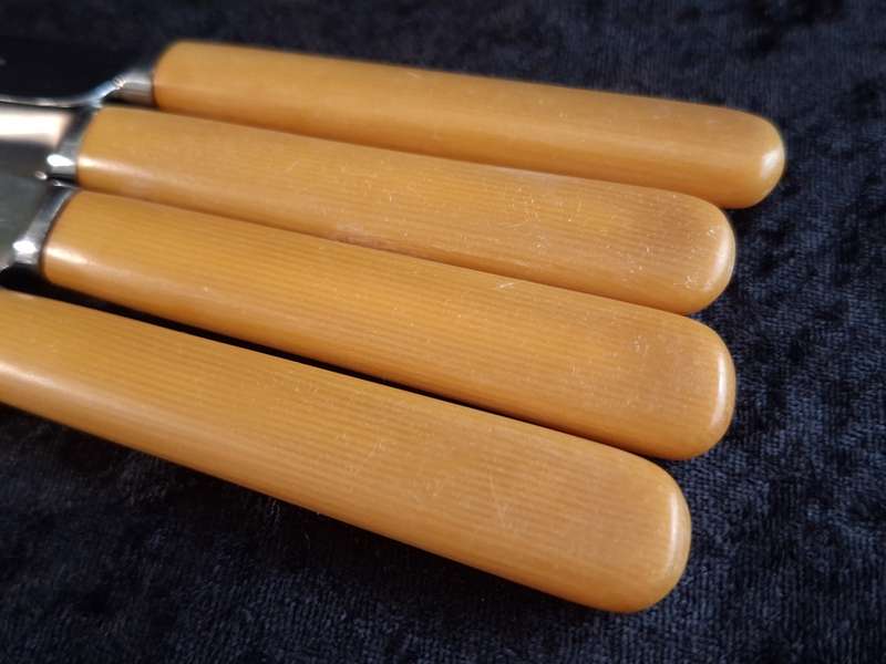 Vintage Set of 6 Firth's Sheffield Stainless-Steel Dinner Knifes (Faux Bone Handles)