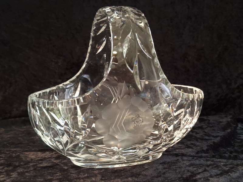 Vintage Rose cut Crystal Basket - Large.