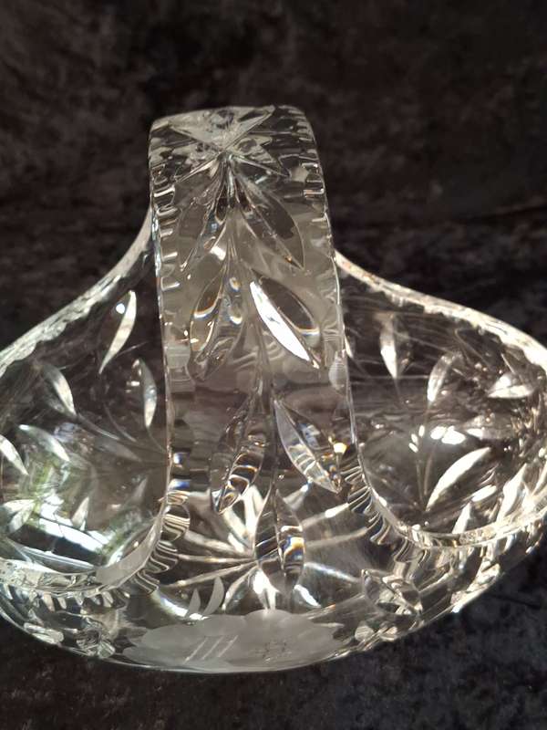 Vintage Rose cut Crystal Basket - Large.