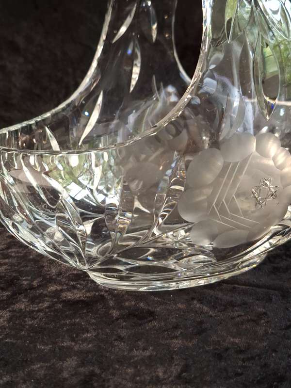 Vintage Rose cut Crystal Basket - Large.