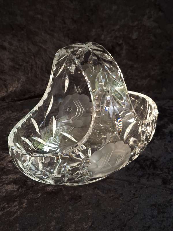 Vintage Rose cut Crystal Basket - Large.