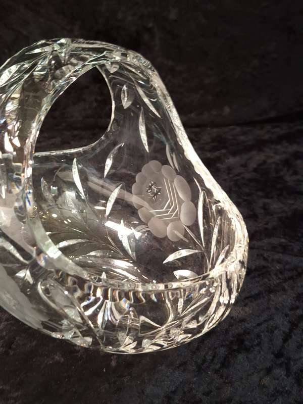 Vintage Rose cut Crystal Basket - Large.