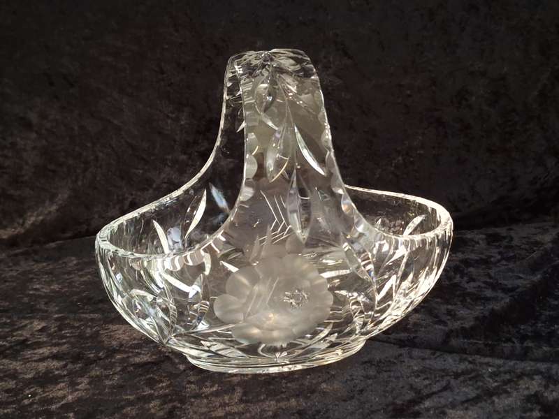 Vintage Rose cut Crystal Basket - Large.