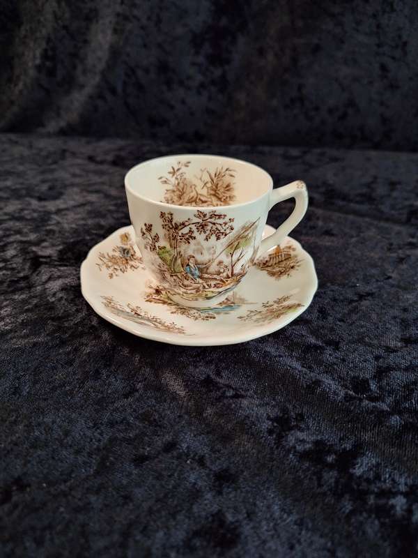 Vintage Johnson Bros "Pastorale Toile de Jouy" Coffee Dou - B.