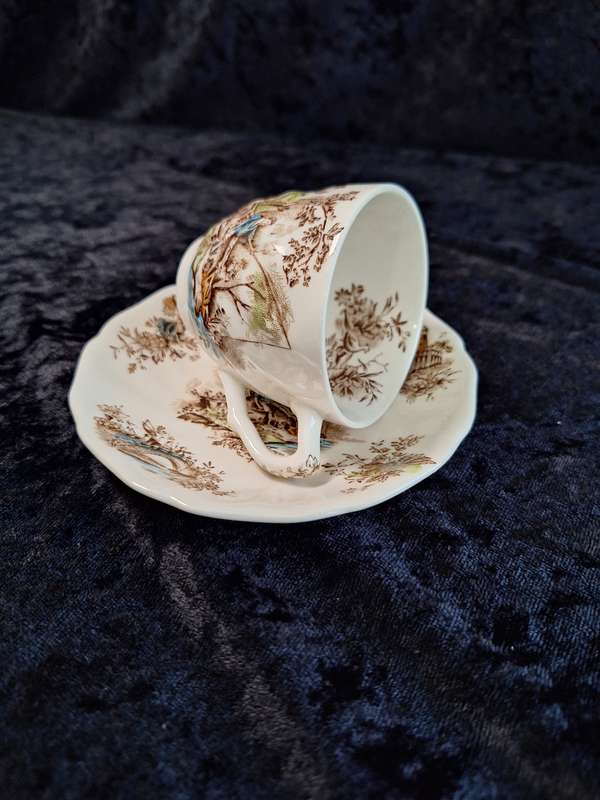 Vintage Johnson Bros "Pastorale Toile de Jouy" Coffee Dou - B.