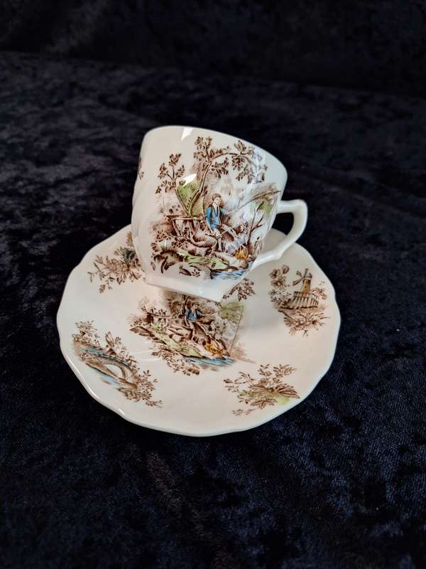 Vintage Johnson Bros "Pastorale Toile de Jouy" Coffee Dou - B.
