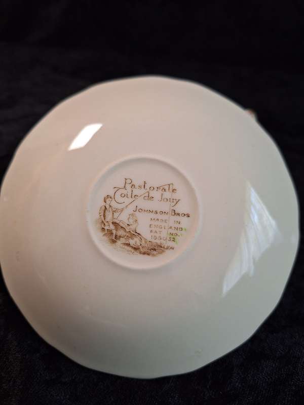 Vintage Johnson Bros "Pastorale Toile de Jouy" Coffee Dou - B.