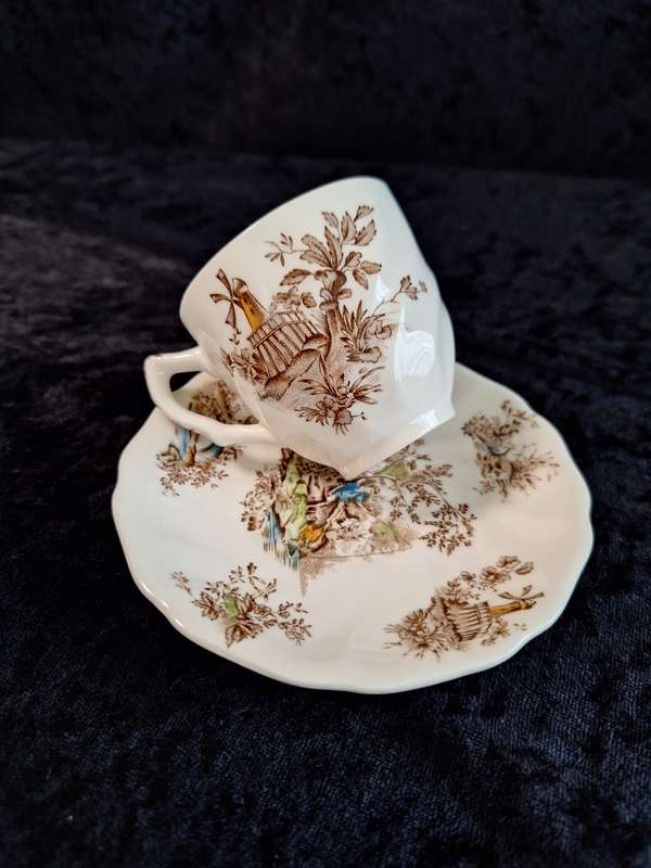 Vintage Johnson Bros "Pastorale Toile de Jouy" Coffee Dou - D.