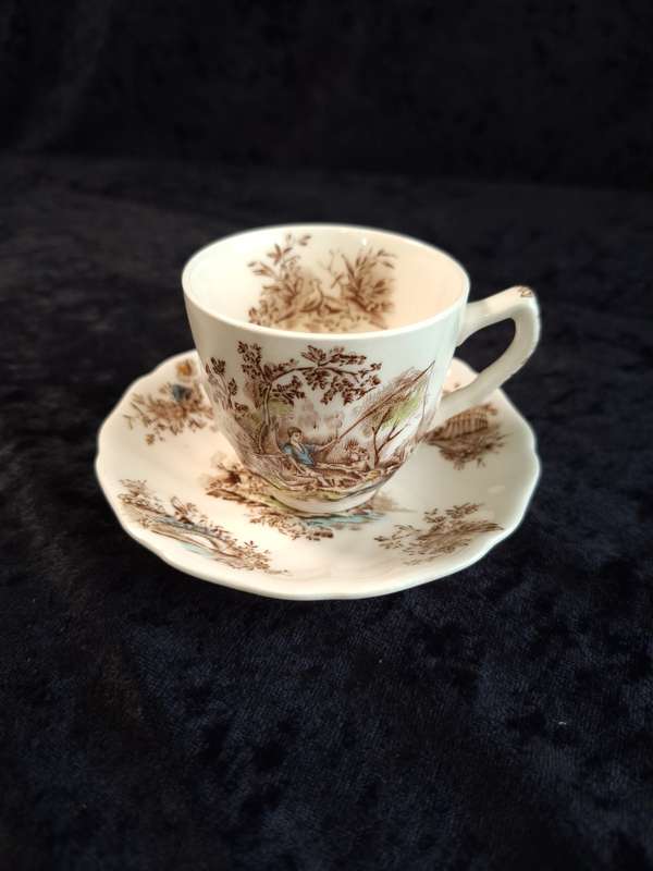 Vintage Johnson Bros "Pastorale Toile de Jouy" Coffee Dou - E.