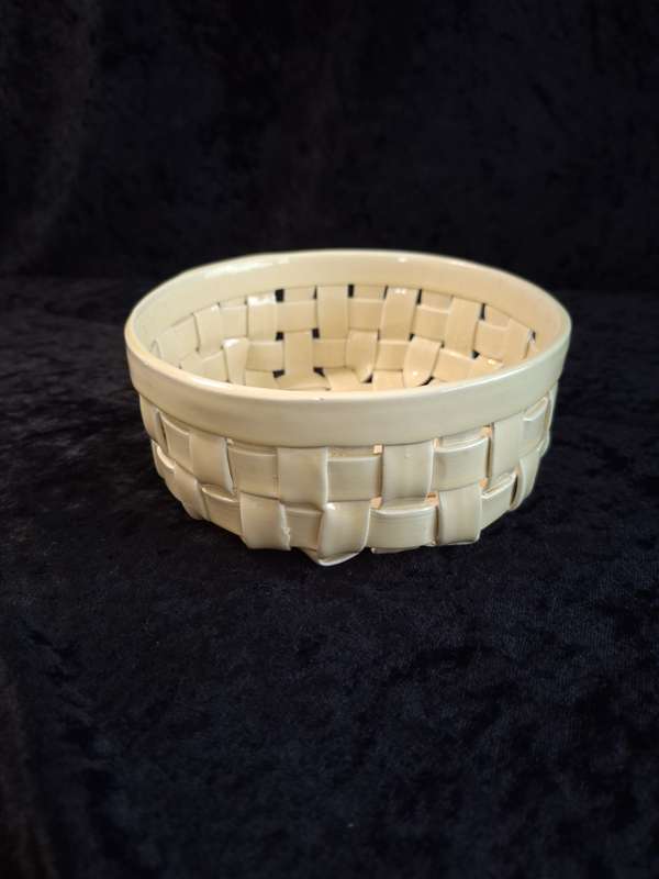 Vintage Italian Ceramic Woven Basket.