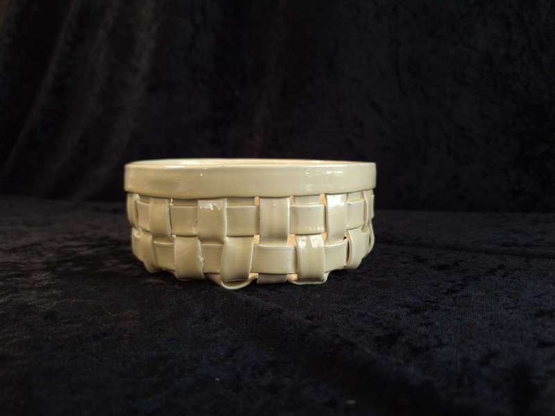 Vintage Italian Ceramic Woven Basket.