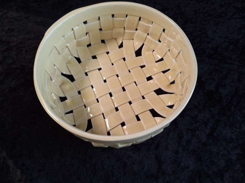 Vintage Italian Ceramic Woven Basket.