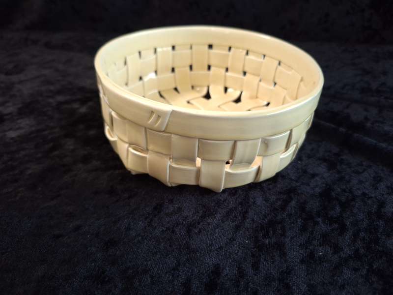 Vintage Italian Ceramic Woven Basket.