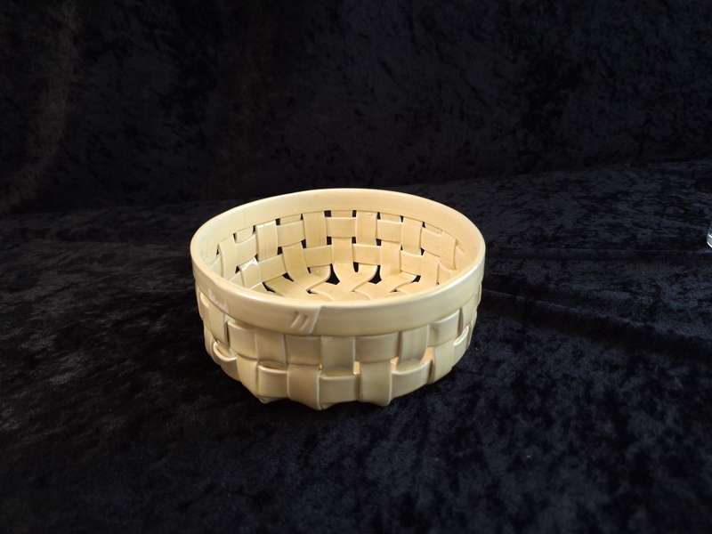 Vintage Italian Ceramic Woven Basket.