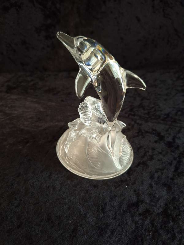 Vintage Cristal D' Arques Dolphin Figurine Paperweight.