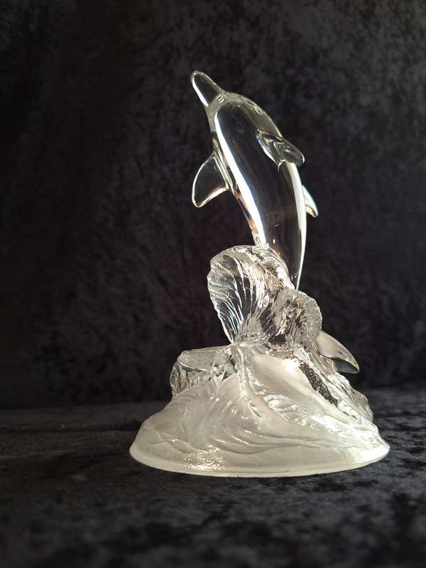 Vintage Cristal D' Arques Dolphin Figurine Paperweight.