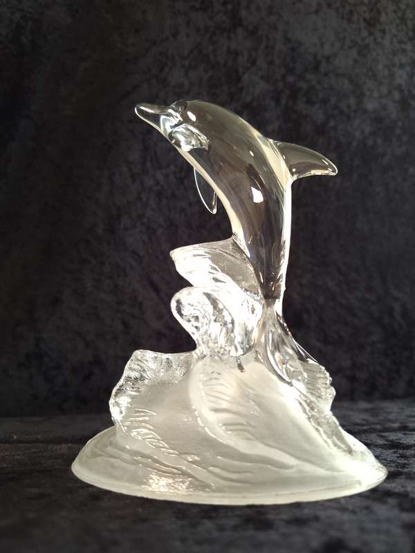 Vintage Cristal D' Arques Dolphin Figurine Paperweight.