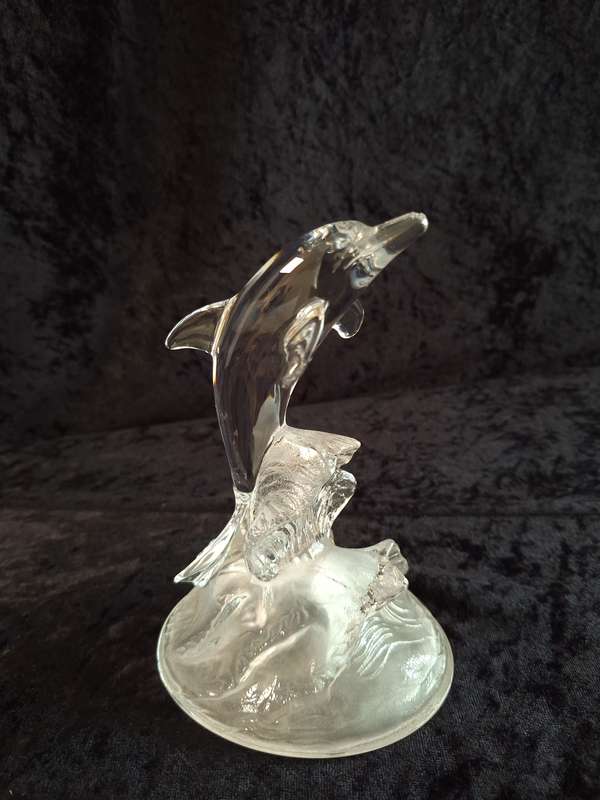 Vintage Cristal D' Arques Dolphin Figurine Paperweight.