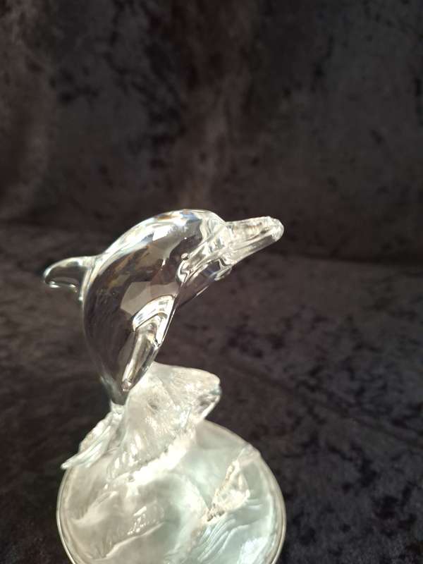 Vintage Cristal D' Arques Dolphin Figurine Paperweight.