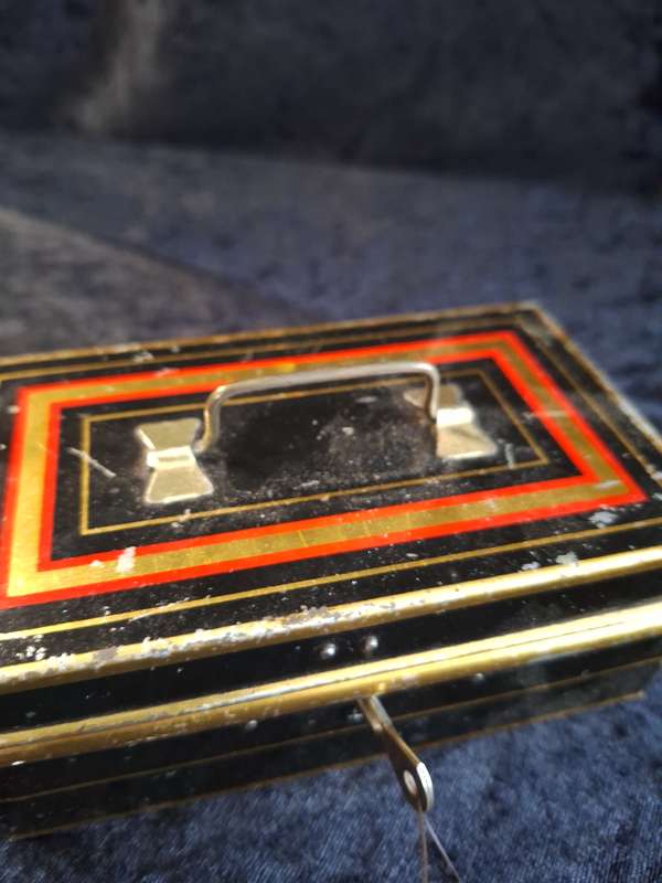Vintage Tin Chad Valley Toy Money Box with Key