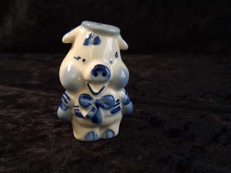 Vintage Blue & White Hand Painted Saltshaker
