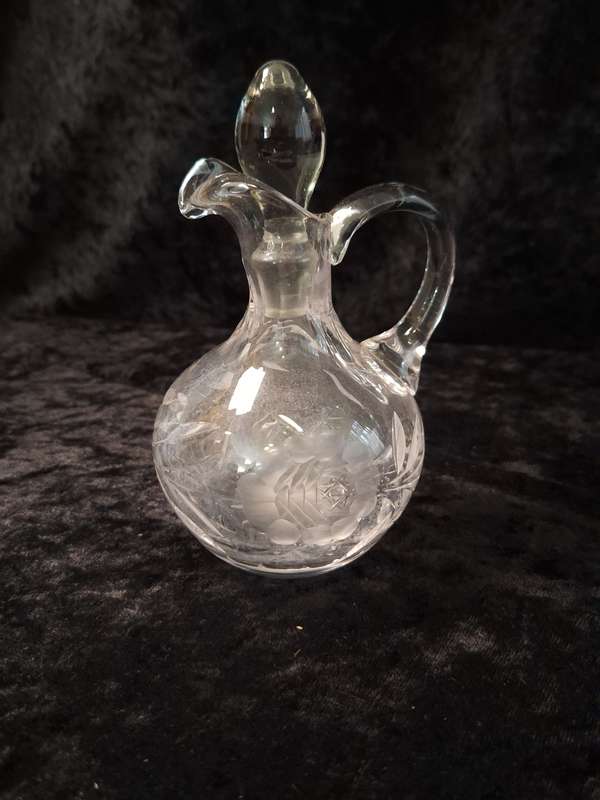 Vintage Rose Cut Crystal Pitcher.