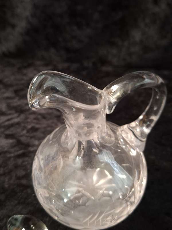 Vintage Rose Cut Crystal Pitcher.