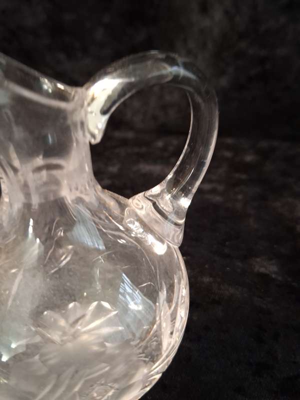 Vintage Rose Cut Crystal Pitcher.
