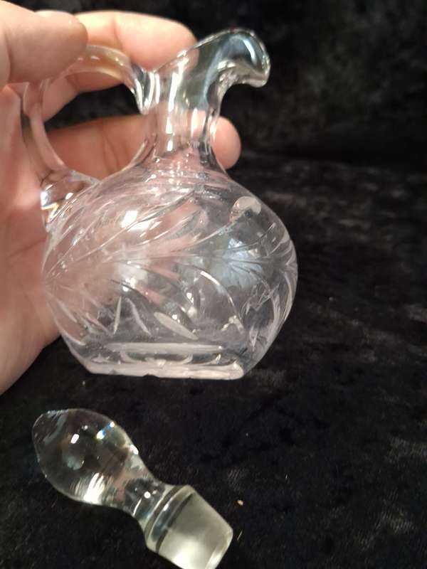 Vintage Rose Cut Crystal Pitcher.