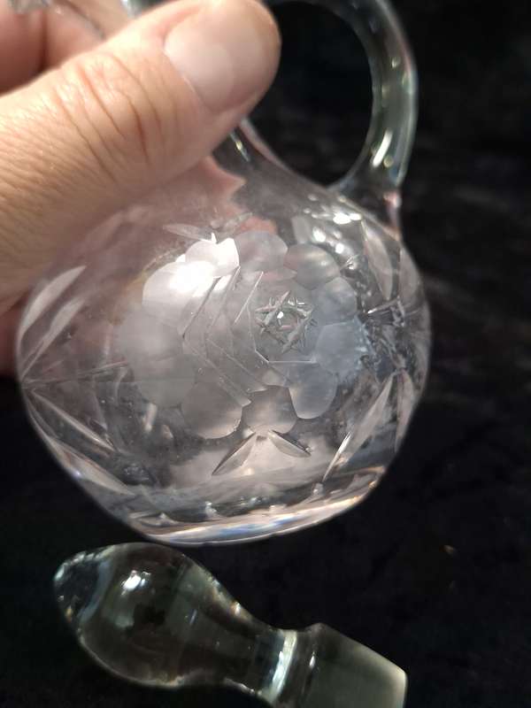 Vintage Rose Cut Crystal Pitcher.