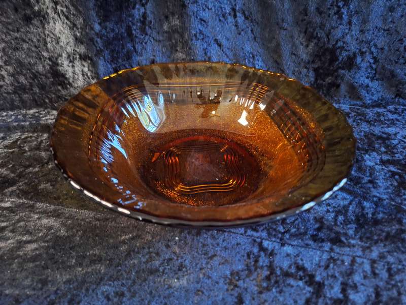 Stunning Vintage Duralex Frosted Brown/Amper Glass Fruit Bowl.