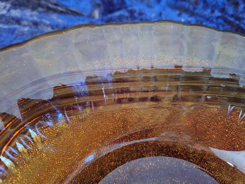Stunning Vintage Duralex Frosted Brown/Amper Glass Fruit Bowl.