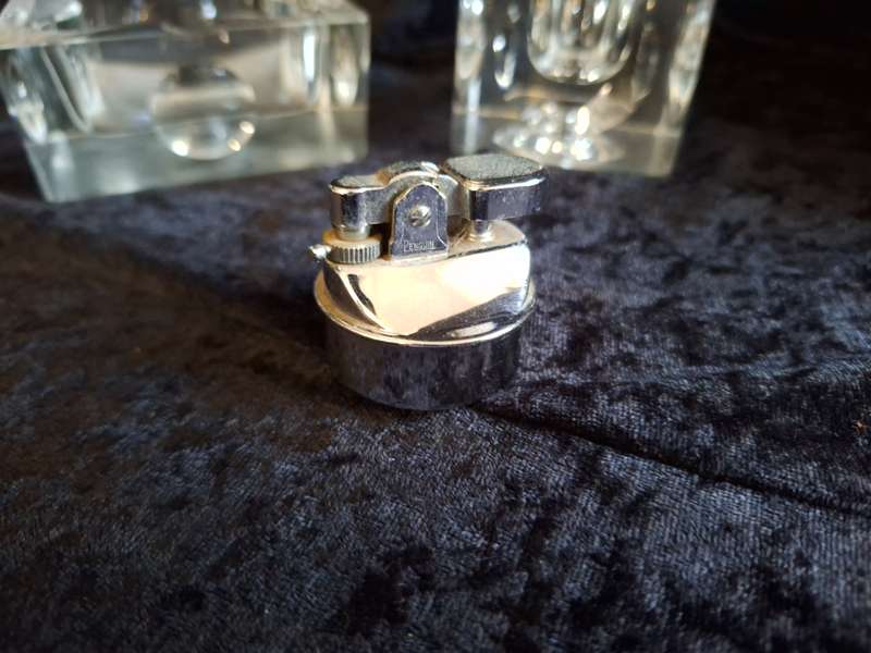 Stunning Vintage 1970's Cut Glass Desk Lighter and Ashtray Set
