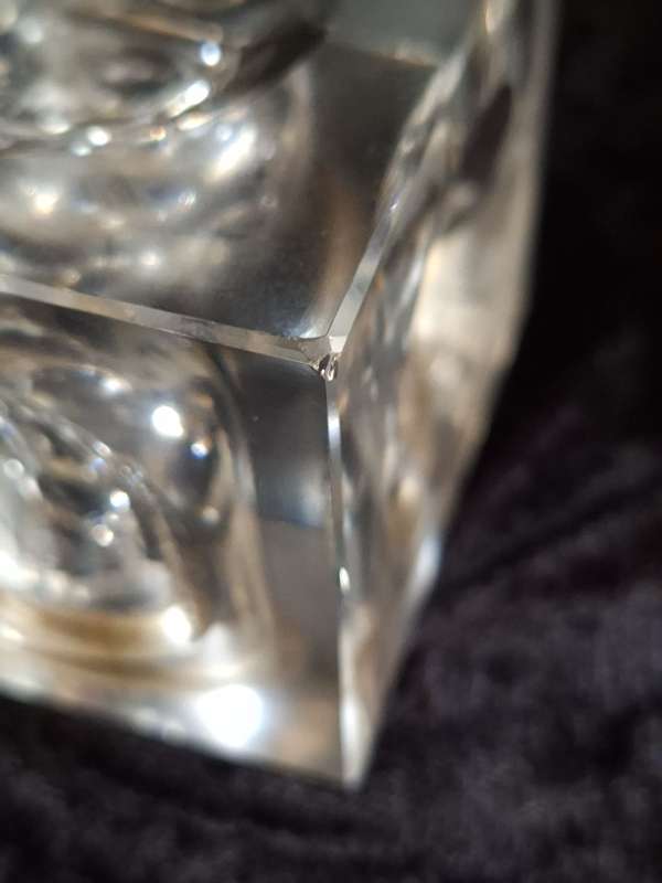 Stunning Vintage 1970's Cut Glass Desk Lighter and Ashtray Set