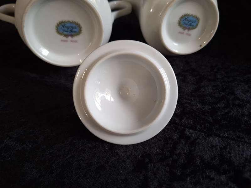 Beautiful Vintage Nagoya Pink Rose Fine China Milk and Sugar Set.