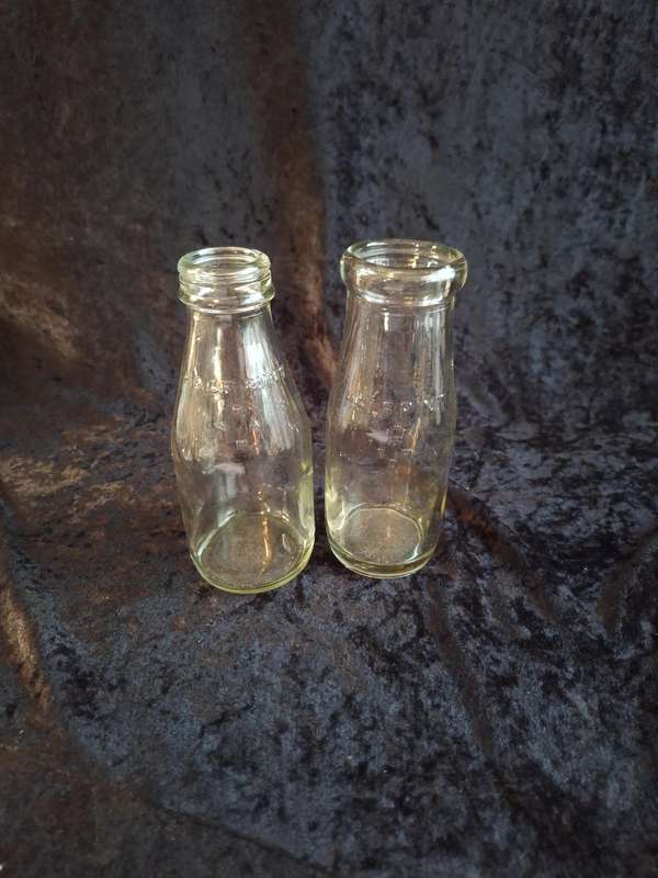 Vintage 1920's Half Pint Glass Milk Bottles.