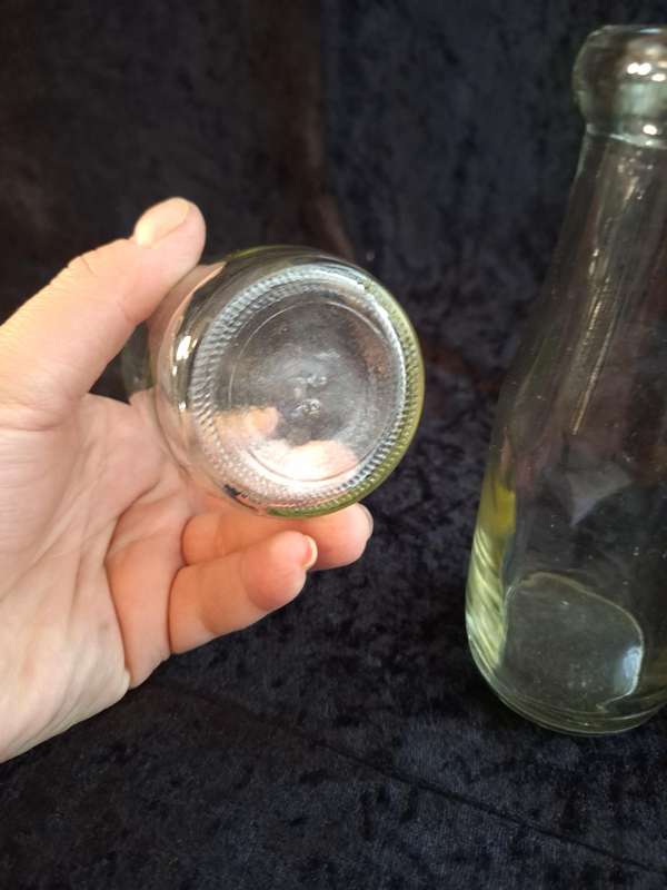 Vintage 1920's Half Pint Glass Milk Bottles.