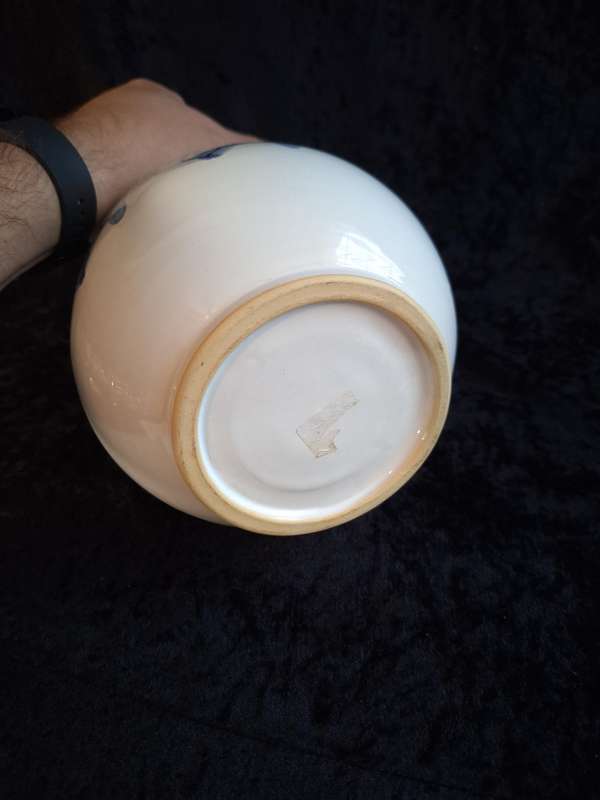 Beautiful Vintage Hand Painted Blue and White Vase