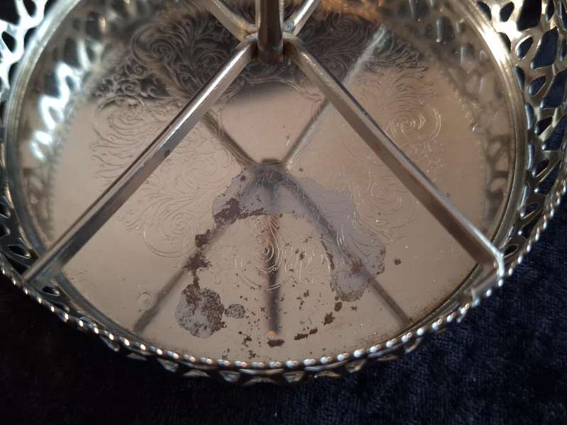 Beautiful Vintage Silver Plate and Pressed Glass Cruet set.