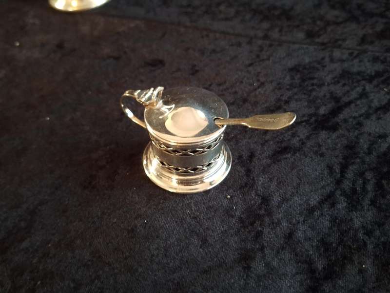 Vintage Silver Plated and Ceramic Salt with EPNS Salt Spoon.