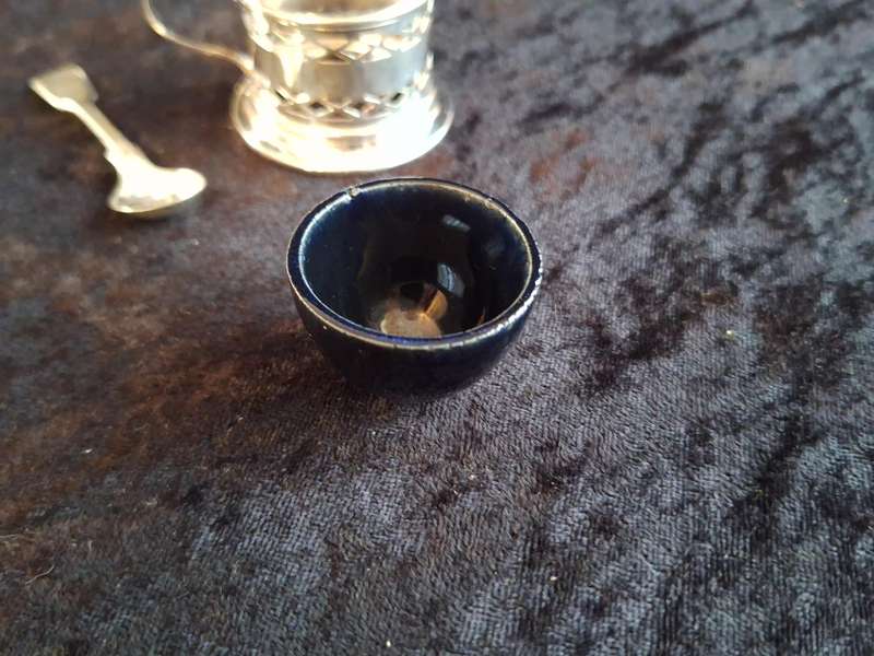 Vintage Silver Plated and Ceramic Salt with EPNS Salt Spoon.