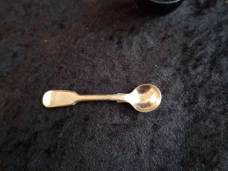 Vintage Silver Plated and Ceramic Salt with EPNS Salt Spoon.