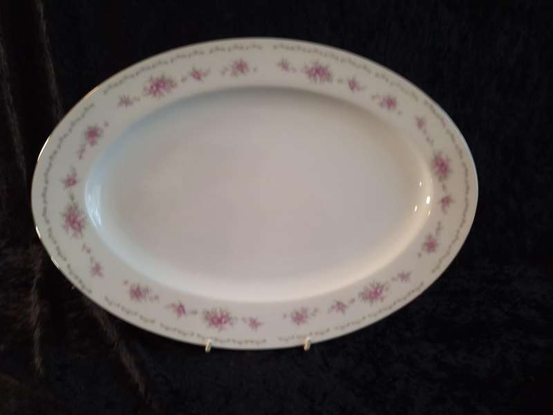 Beautiful Vintage Nagoya Pink Rose Fine China Meat Serving Platter.