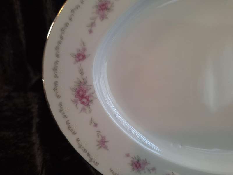 Beautiful Vintage Nagoya Pink Rose Fine China Meat Serving Platter.