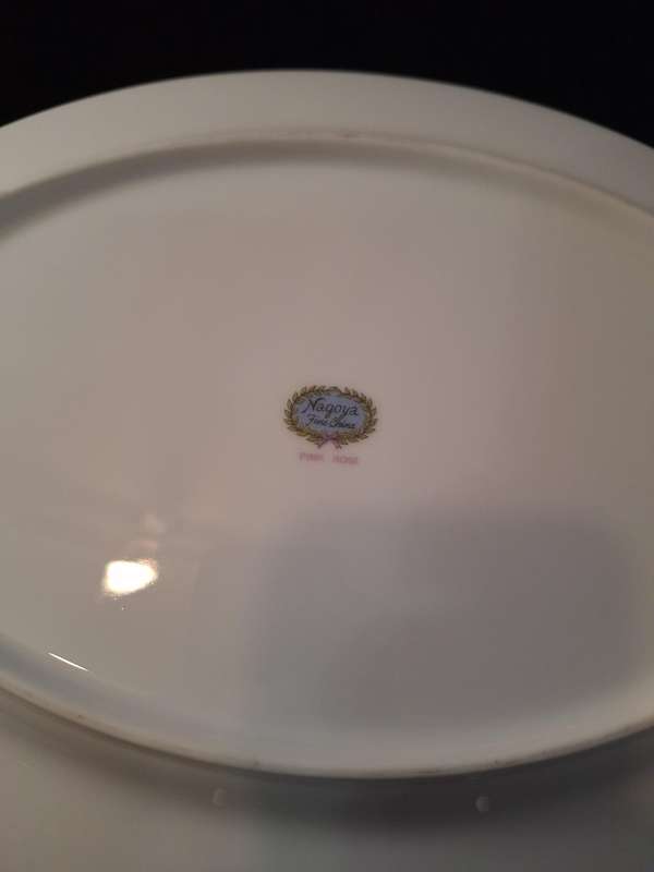 Beautiful Vintage Nagoya Pink Rose Fine China Meat Serving Platter.