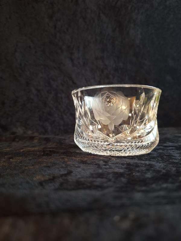 Stunning Vintage Rose Cut Crystal Sweet Bowl - C.