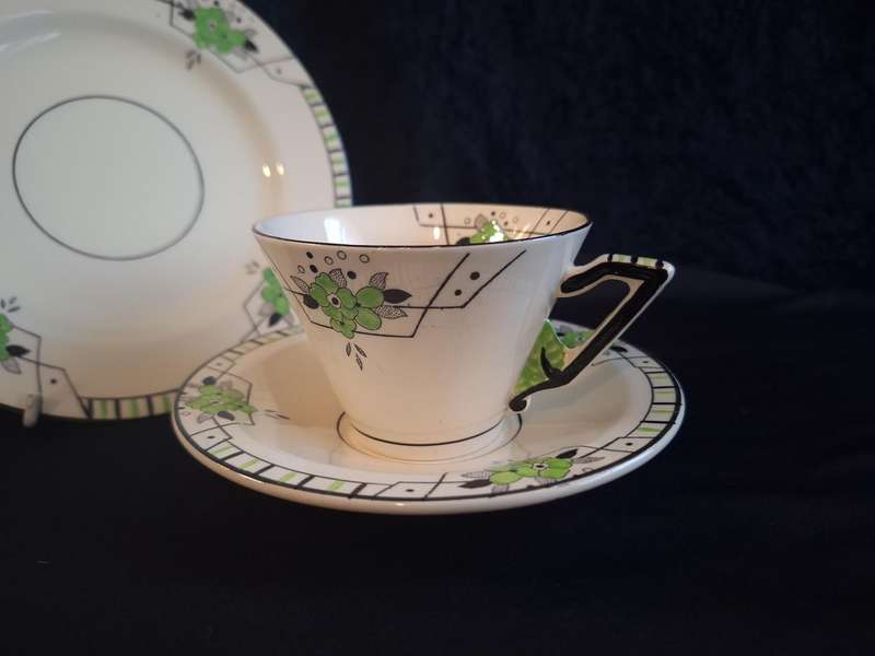 Stunning Art-Deco 1920's Burley Ware Tea Trio