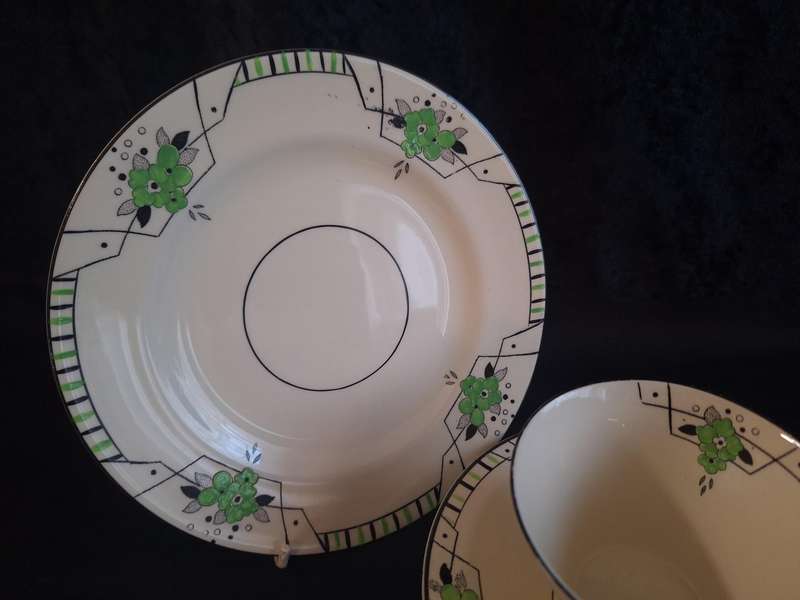 Stunning Art-Deco 1920's Burley Ware Tea Trio