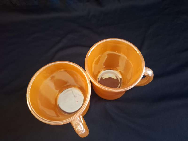Stunning Set of 2 Vintage Luster Glass Mugs
