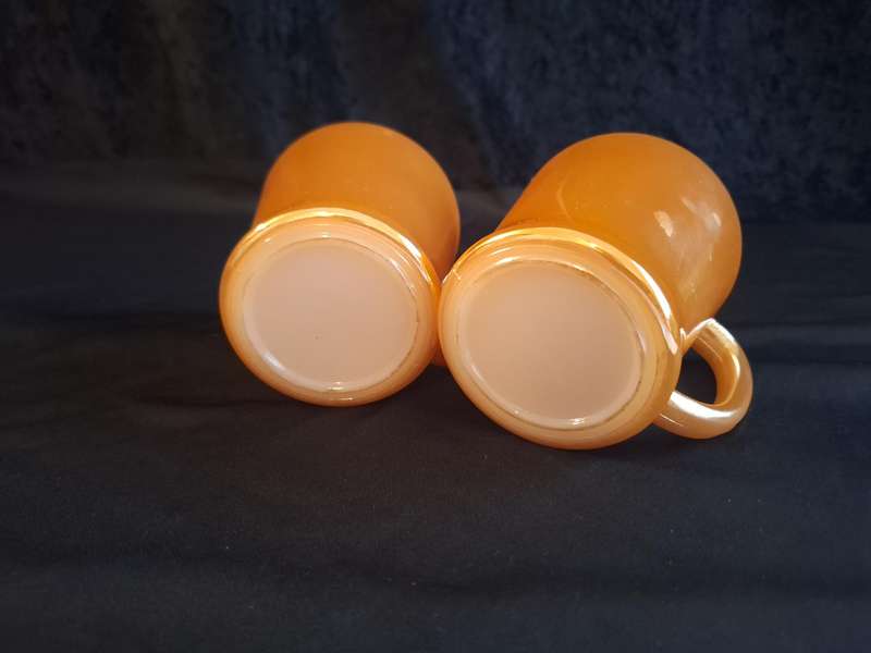 Stunning Set of 2 Vintage Luster Glass Mugs